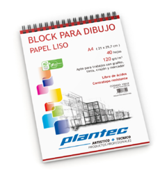 Block A4 Liso Anillado Superior 120grs, X40 Hojas Plantec