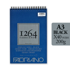 Block Fabriano 1264 Black A3 200g x 40 Hojas