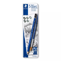 Lata Lápices de Dibujo Staedtler Lumograph Aquarell + 1 Pincel