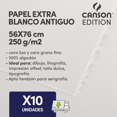 Hoja Canson Edition 250gr 56x76cm Blanco Antiguo X10