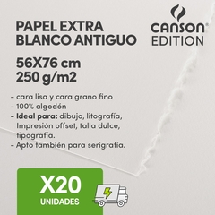 Hoja Canson Edition 250gr 56x76cm Blanco Antiguo X20