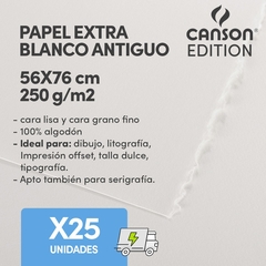 Hoja Canson Edition 250gr 56x76cm Blanco Antiguo X25