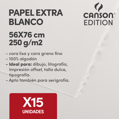Hoja Canson Edition 250gr 56x76cm Extra Blancox15