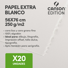 Hoja Canson Edition 250gr 56x76cm Extra Blancox20