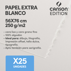 Hoja Canson Edition 250gr 56x76cm Extra Blancox25