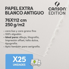 Hoja Canson Edition 250gr 76x112cm Blanco Antiguo X25