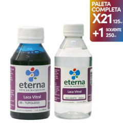 Laca Vitral Eterna 125mL PALETA COMPLETA + Solvente 250ml