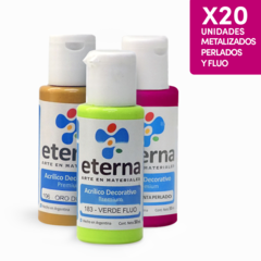 Acrilico Deco Eterna Metalizados Perlados Y Fluo De 50ml X20