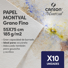 Hojas Montval 185gr 55x75 Grano Fino X 10