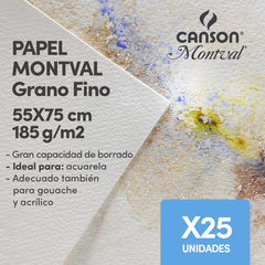 Hojas Montval 185gr 55x75 Grano Fino X 25