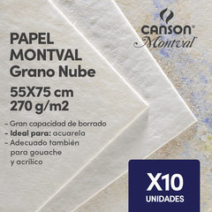 Hojas Canson Montval 270gr 55x75 Grano Nube X10
