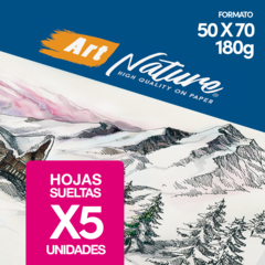 Papel Para Acuarela Art Nature 180gr 50x70 5 Hojas