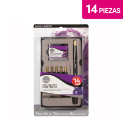 SET DE CALIGRAFIA SIMPLY 14 PZS (1LAPICERA+6PUNTAS+1CONVERTIDOR+ 6CARTUCHOS TINTA)