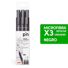 Uni Pin Microfibra Estuche X3 Surtido Negro