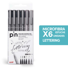 Uni Pin Microfibra Estuche X6 Surtido Lettering
