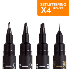 Uni Pin Microfibra Set Lettering X4 Unidades