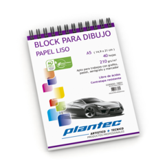 Block A5 Liso Anillado Superior 210grs, X40 Hojas Plantec