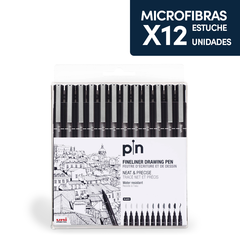 Uni Pin Set X 12 Microfibras Tinta Pigmentada