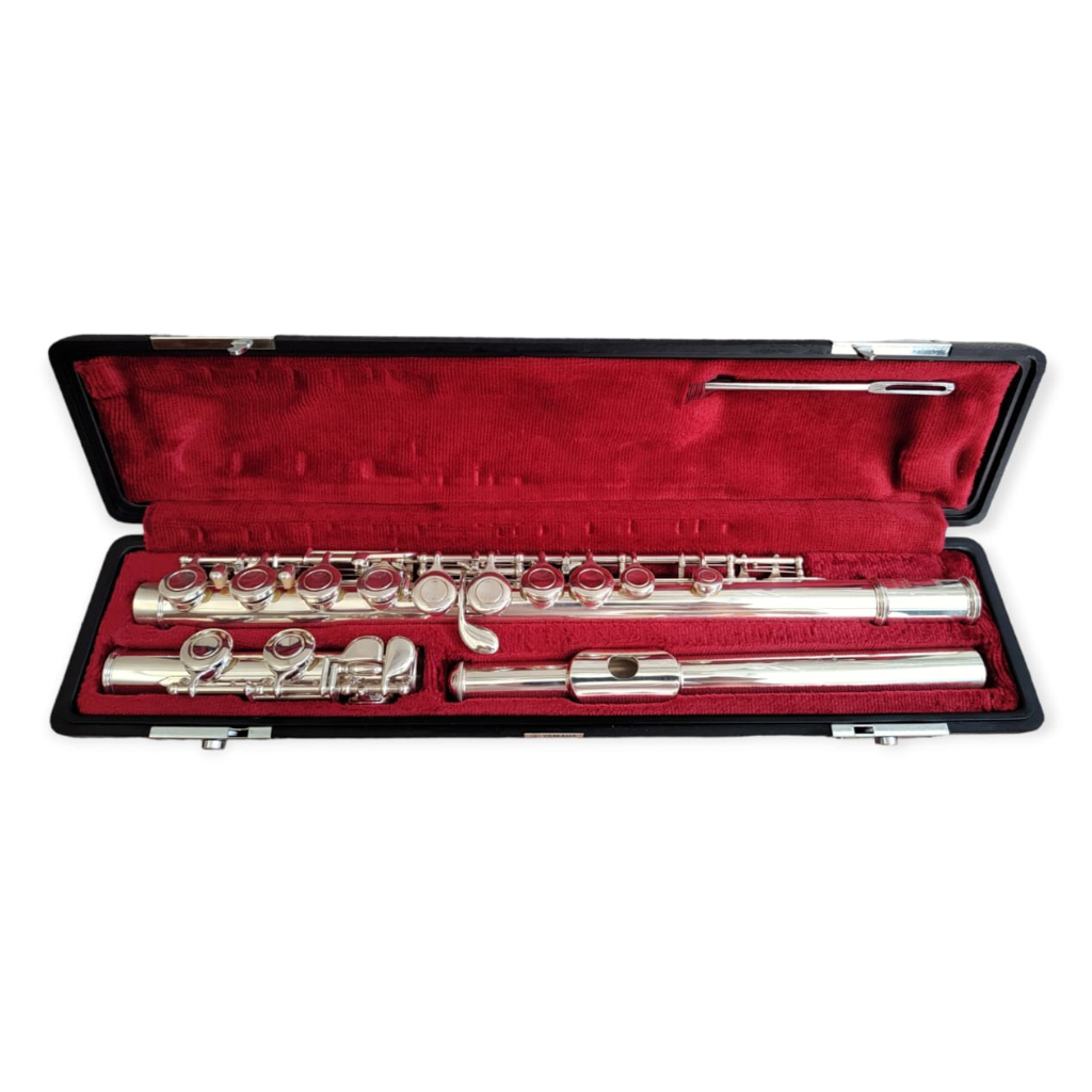 Flauta Transversal Yamaha YFL411 Cabeça, Corpo e Pé em Prata Maciça