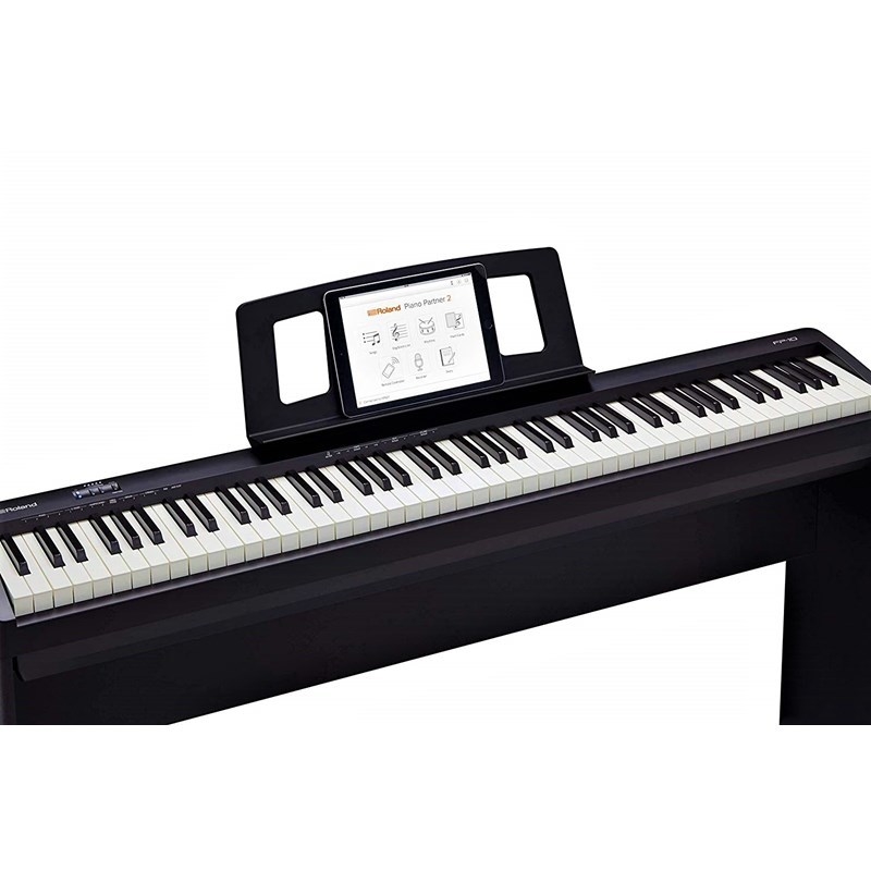 Piano Digital Roland 88 Teclas FP-10 Preto Com Estante E Pedal De Sustain  Simples