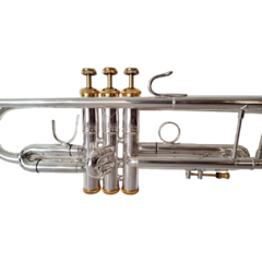 Trompete Sib Bach Stradivarius 37M Prateado, Detalhes Banhados a Ouro na internet