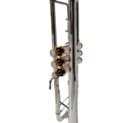 Trompete Sib Bach Stradivarius 37M Prateado, Detalhes Banhados a Ouro - Plander