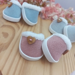 Pantufa para Boneca - Sapato de boneca - Couro Camurça rosê - boneca de pano na internet