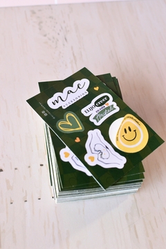 Mini planchas de stickers calados. Ideal para regalar a tus clientes! (6,2x9,4 cm) x 80 U. - en internet