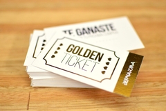 Golden tickets frente y dorso 9x5 Cm con Hot stamping metalizado x120 U.