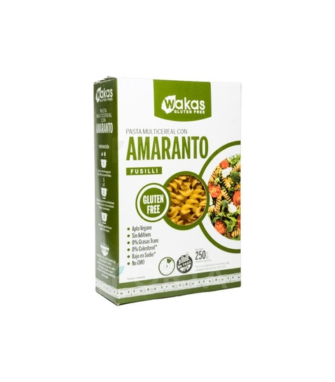 Pastas Multicereal con Amaranto, tipo Fusilli, Sin TACC Wakas. 250 gr