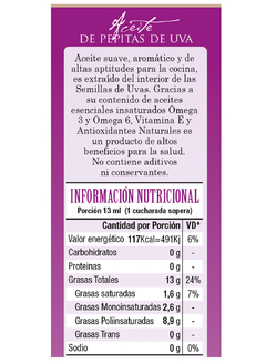 Aceite de Pepitas de Uva x 250 ml en internet