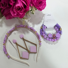 Kit 1 tiara luxo + 1 mix pulseiras + 1 brinco Mdf - loja online