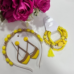 Kit 1 tiara luxo + 1 mix pulseiras + 1 brinco Mdf na internet