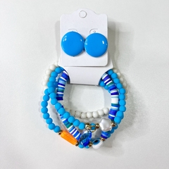 Kit 1 Mix pulseiras miçangas + 1 botão resina 2cm - loja online