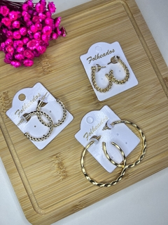 KIT 3 pares de brincos de argola feminina folheados ouro bijuteria sortidas - loja online