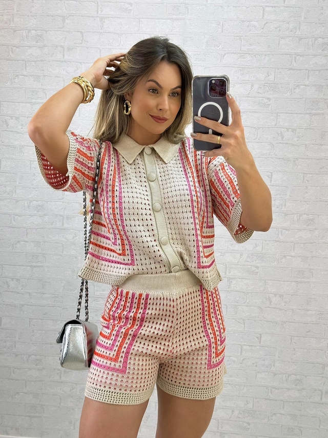 Conjunto de bermuda e blusa social feminina 2025