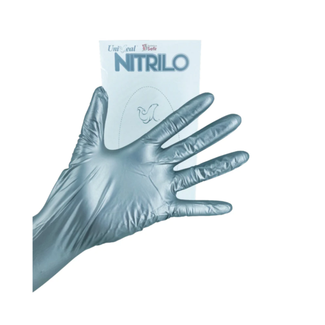 Guante de nitrilo metálico plateado m 100pz UNISEAL