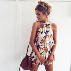 Short Y Blusa Conjunto Fresco Estampado Floral Moda Mujer