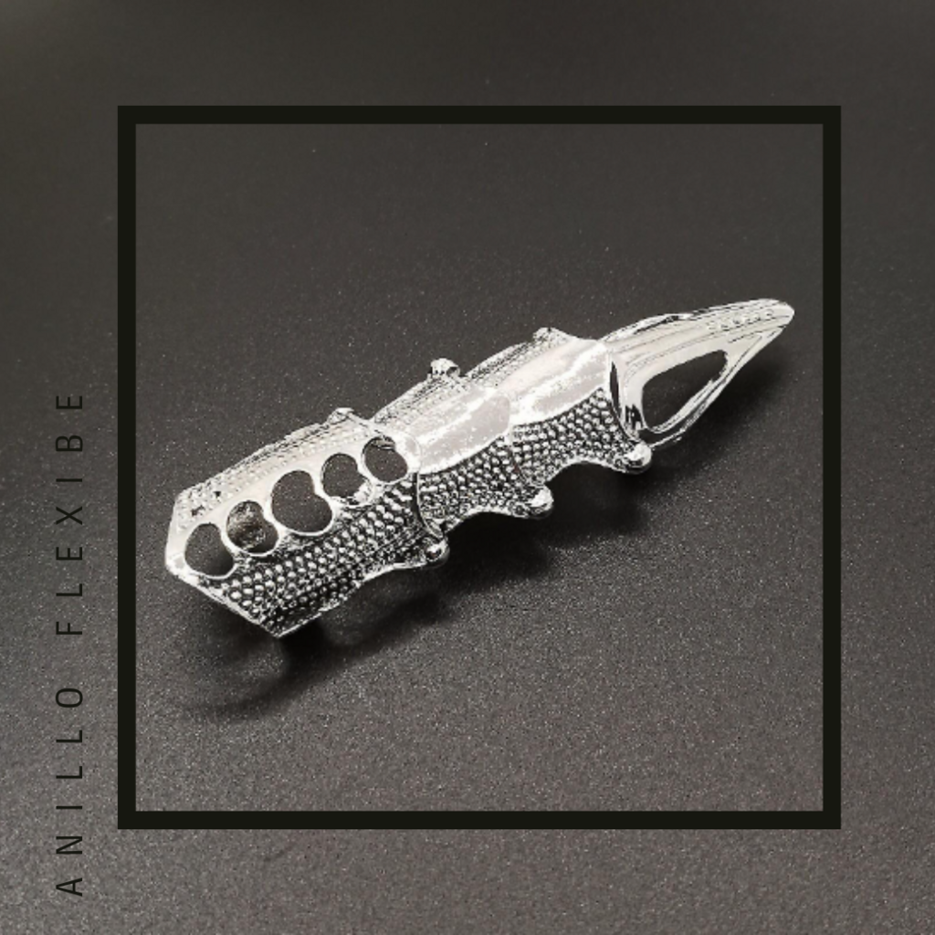 Anillo Articulado Largo Garra Dedo Completo Plateado Gotico