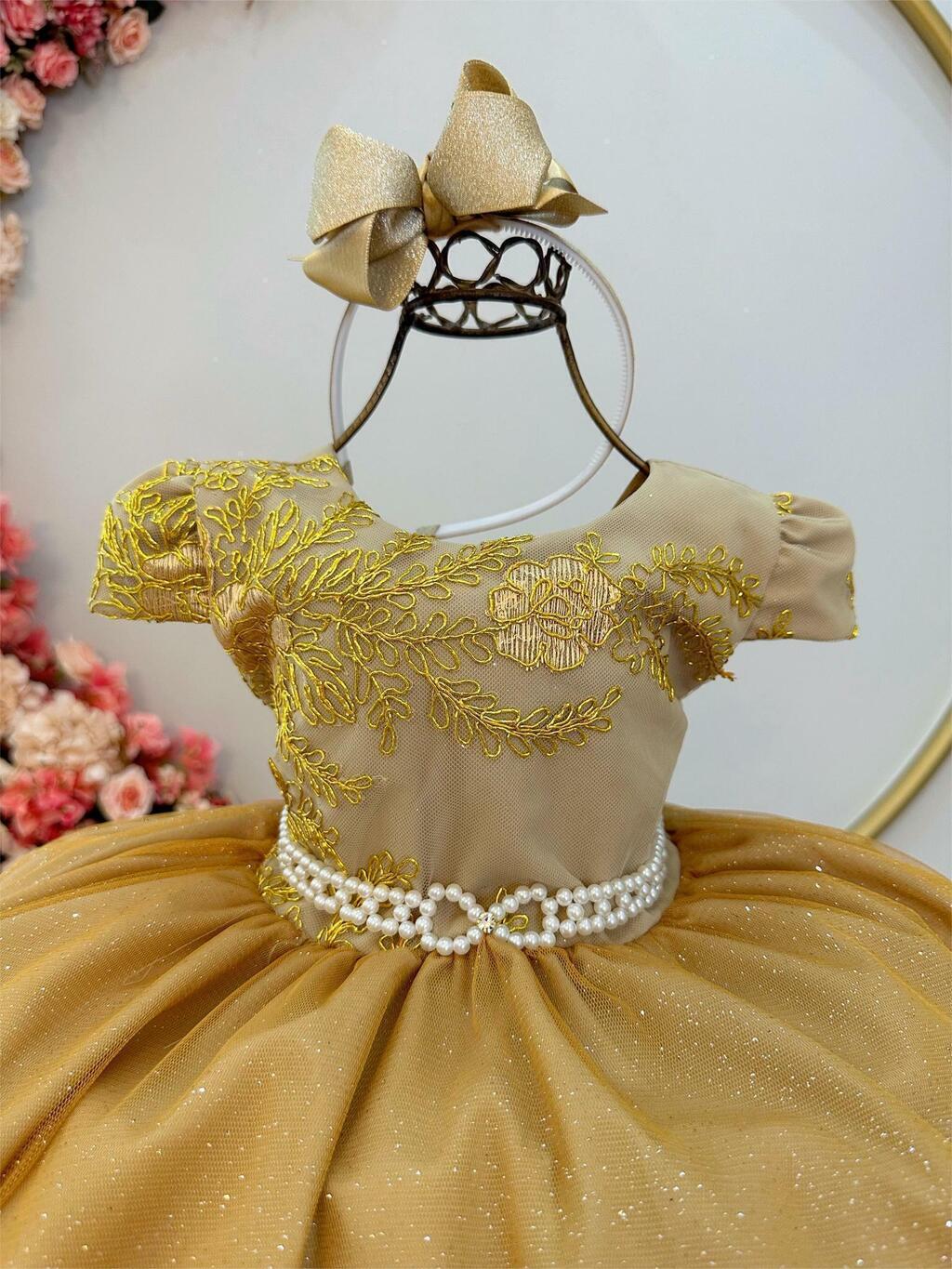Vestido daminha dourado 2025