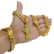 Cordão+Pulseira Grumet 13mm Fecho Mãos Pingente Cruz Mãos Cravejado Banhado a Ouro 18k - Miami Gold Import
