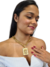 Cordão Corda 11mm Feminino Pingente Face Cristo Placa Banhado a Ouro 18k