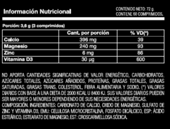 Calcio+Magnesio+Zinc+D3 Capsulas 60 Natural Nutrition - comprar online