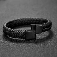 pulseira masculina de couro trançada