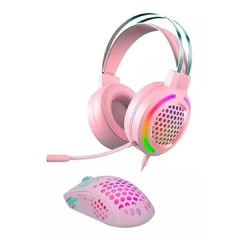 COMBO AURICULAR +MOUSE NOGA ST-4201 ROSA