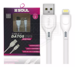 CABLE IPHONE SOUL 3MT ENGOMADO BLANCO