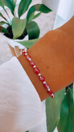 PULSERA CRISTALES ROJO SEMILLA