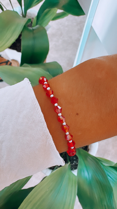 PULSERA CRISTALES ROJO