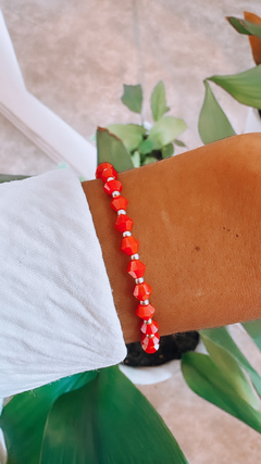 PULSERA CRISTALES ROJA