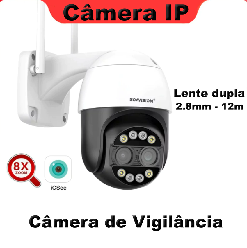 Câmera de Segurança 8MP/4k Wi-Fi Duas Lentes Zoom Híbrido 8 vezes